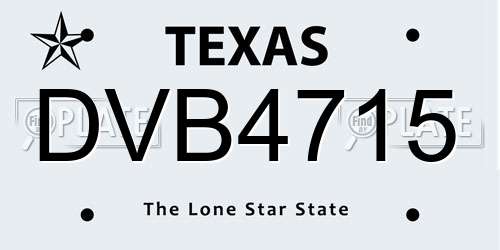 DVB4715 Texas License Plate