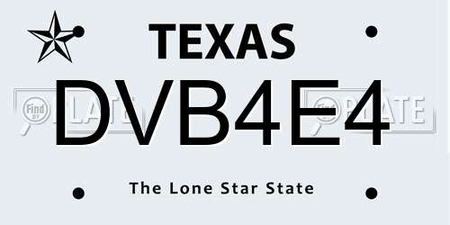 DVB4E4 Texas License Plate