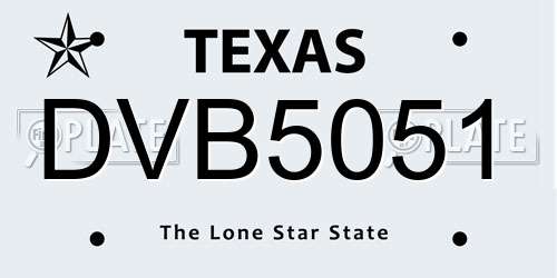 DVB5051 Texas License Plate