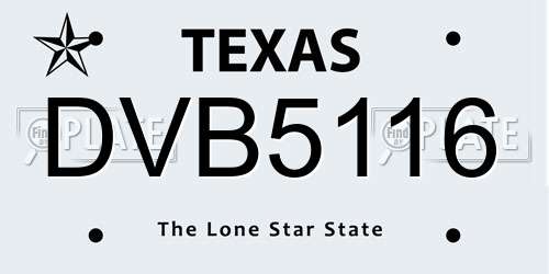 DVB5116 Texas License Plate