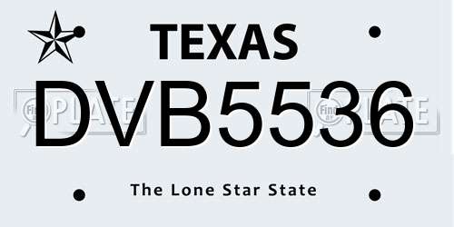 DVB5536 Texas License Plate