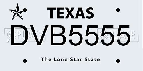 DVB5555 Texas License Plate