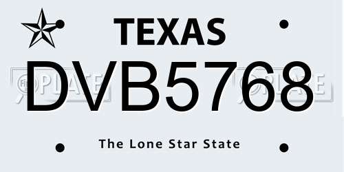 DVB5768 Texas License Plate