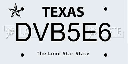DVB5E6 Texas License Plate