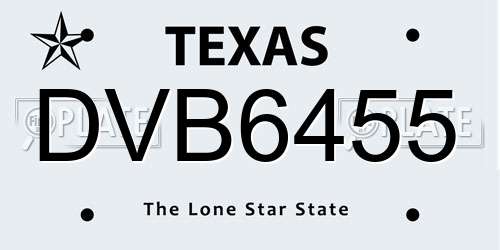 DVB6455 Texas License Plate