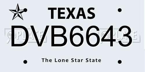 DVB6643 Texas License Plate