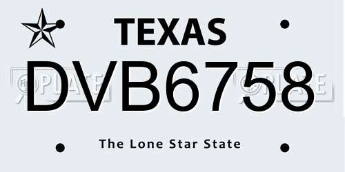 DVB6758 Texas License Plate