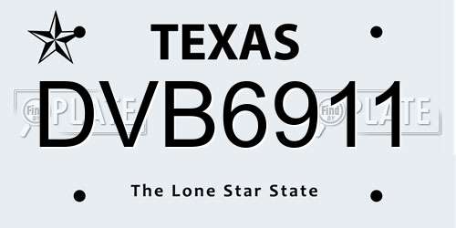 DVB6911 Texas License Plate