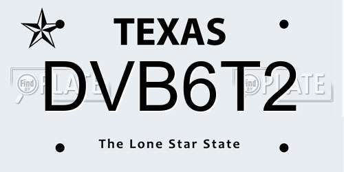 DVB6T2 Texas License Plate