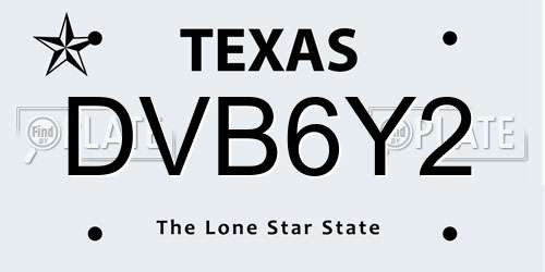DVB6Y2 Texas License Plate