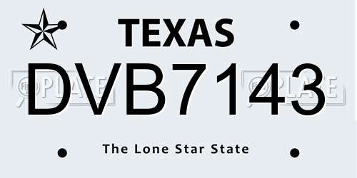 DVB7143 Texas License Plate