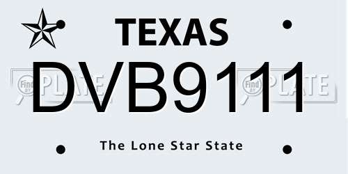 DVB9111 Texas License Plate