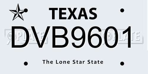 DVB9601 Texas License Plate