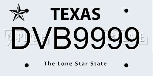 DVB9999 Texas License Plate