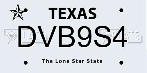 DVB9S4 Texas License Plate