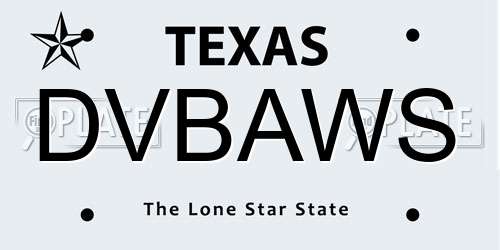 DVBAWS Texas License Plate