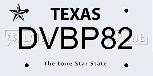 DVBP82 Texas License Plate