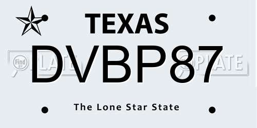 DVBP87 Texas License Plate