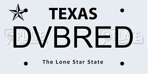 DVBRED Texas License Plate