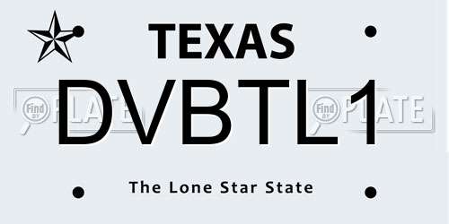 DVBTL1 Texas License Plate