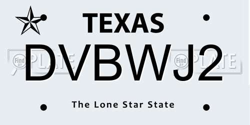DVBWJ2 Texas License Plate
