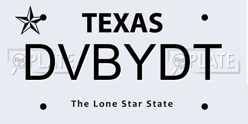 DVBYDT Texas License Plate
