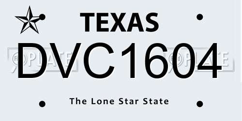 DVC1604 Texas License Plate