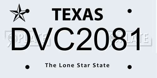 DVC2081 Texas License Plate