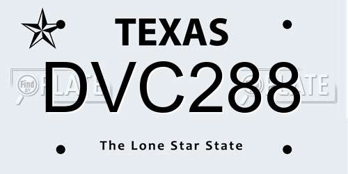 DVC288 Texas License Plate