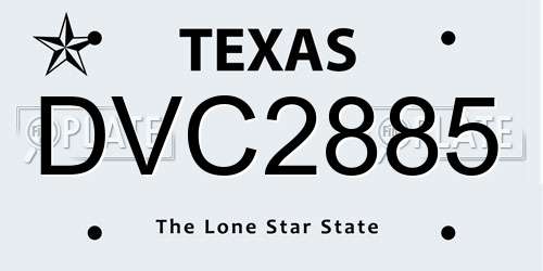 DVC2885 Texas License Plate