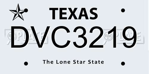 DVC3219 Texas License Plate