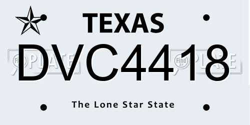 DVC4418 Texas License Plate