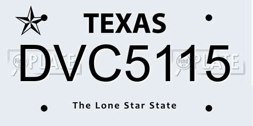 DVC5115 Texas License Plate