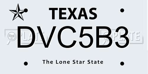 DVC5B3 Texas License Plate
