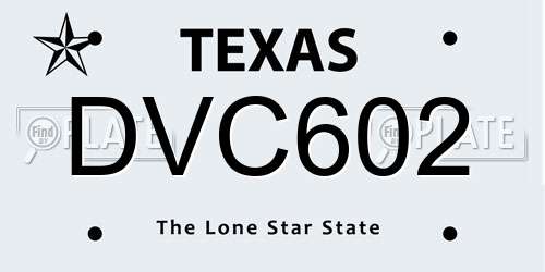 DVC602 Texas License Plate