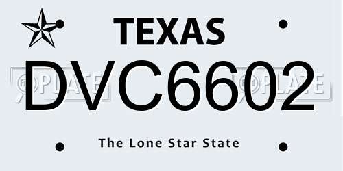 DVC6602 Texas License Plate