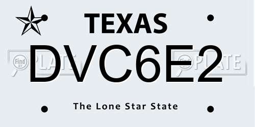 DVC6E2 Texas License Plate