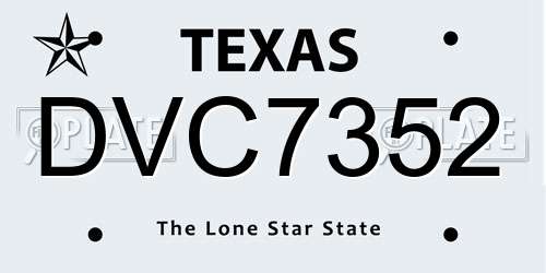 DVC7352 Texas License Plate