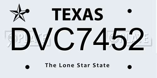 DVC7452 Texas License Plate