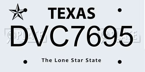 DVC7695 Texas License Plate