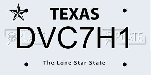 DVC7H1 Texas License Plate