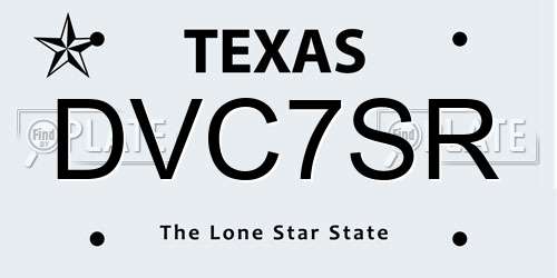 DVC7SR Texas License Plate