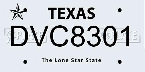 DVC8301 Texas License Plate