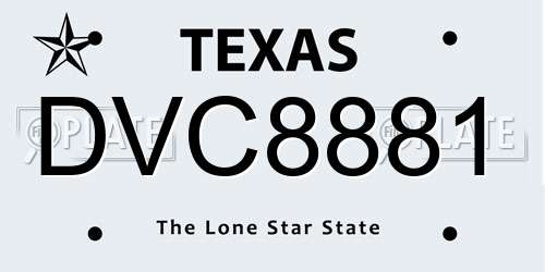 DVC8881 Texas License Plate