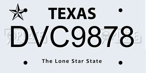 DVC9878 Texas License Plate