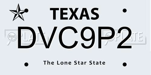 DVC9P2 Texas License Plate