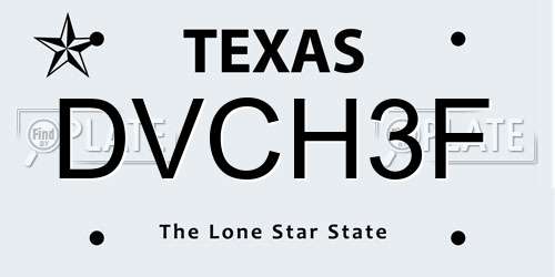 DVCH3F Texas License Plate