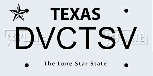 DVCTSV Texas License Plate