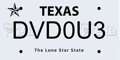 DVD0U3 Texas License Plate