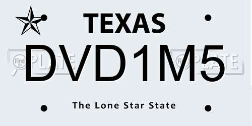 DVD1M5 Texas License Plate